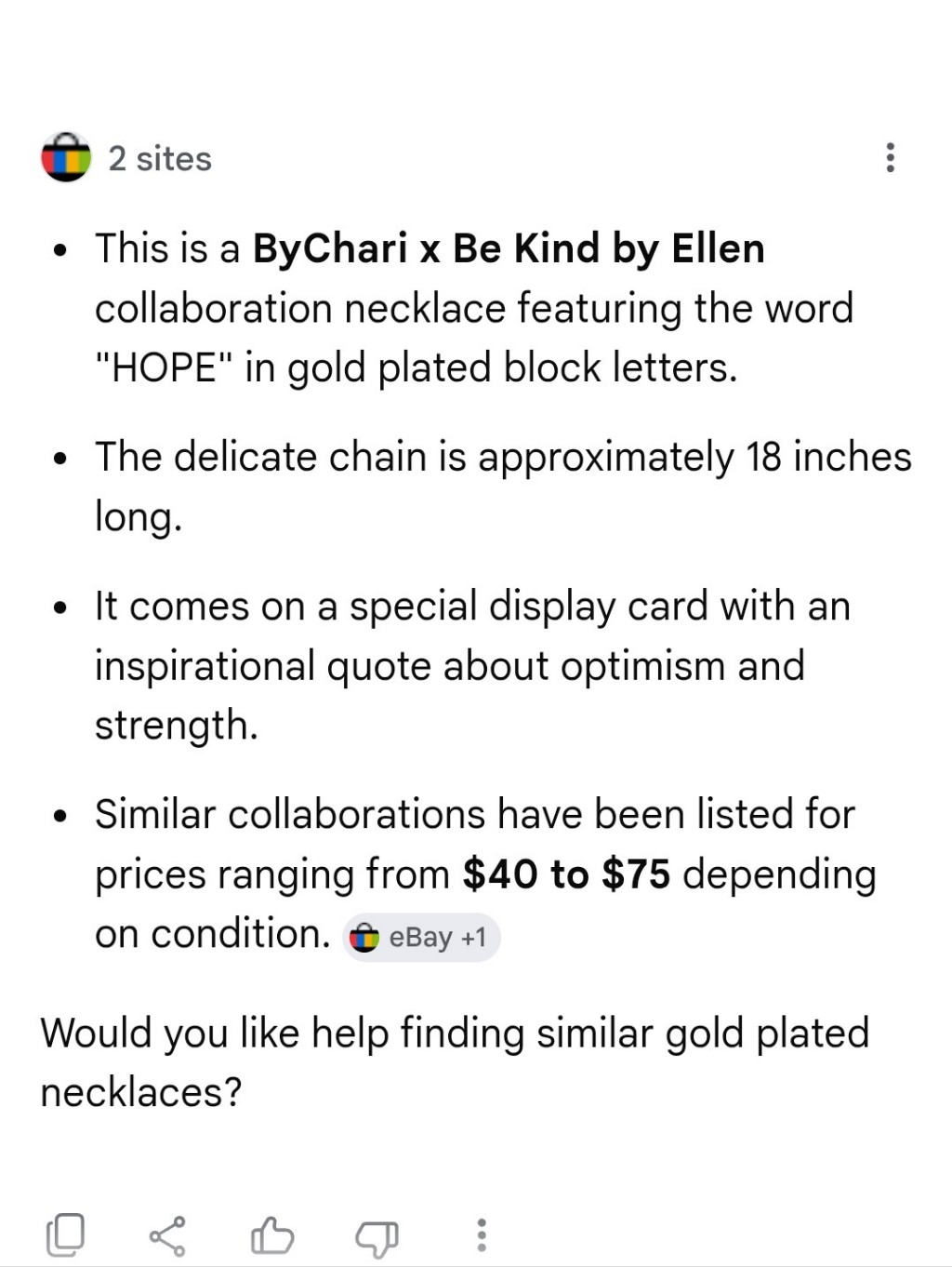 Bychari X Be Kind By Ellen "Hope" Necklace - Msrp $100 - Nwt — image 4 of 8